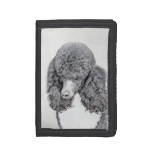 Standard Poodle Black Parti Painting - Dog Art Tri-fold Wallet