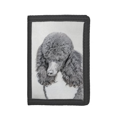 Standard Poodle Black Parti Painting _ Dog Art Trifold Wallet