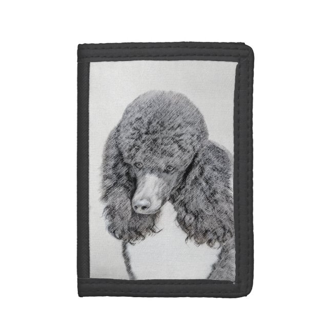Standard Poodle Black Parti Painting - Dog Art Trifold Wallet (Front Vertical)