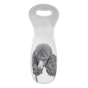 Standard Poodle Black Parti Painting - Dog Art Wine Bag