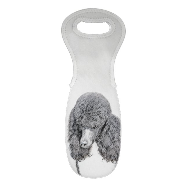Standard Poodle Black Parti Painting - Dog Art Wine Bag (Front Flat)