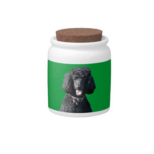 Standard Poodle dog black photo candy jar