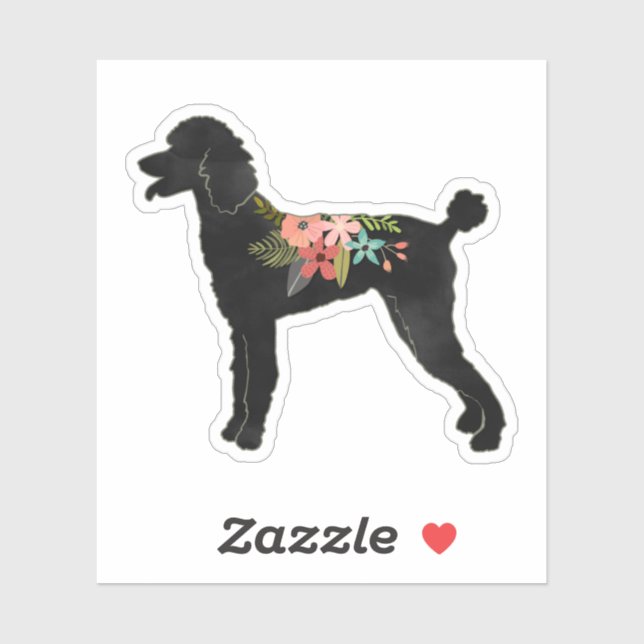 Standard Poodle Dog Breed Boho Floral Silhouette Sticker (Sheet)