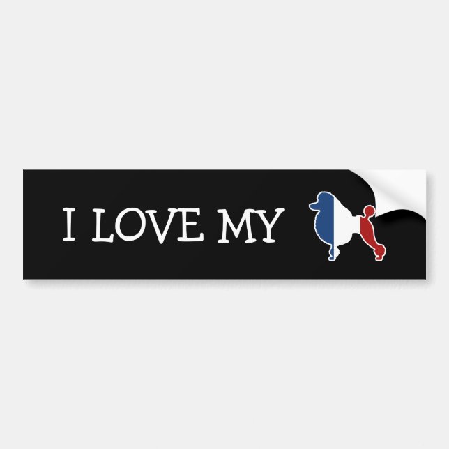 Standard Poodle Dog Breed in French Flag Bumper Sticker (Front)
