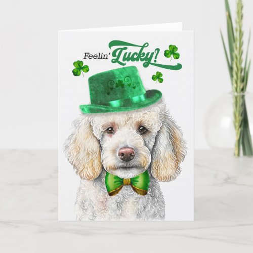 Standard Poodle Dog Feelin Lucky St Patricks Day Holiday Card