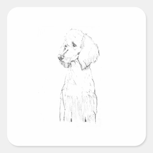 Standard Poodle Dog Illustration Square Sticker