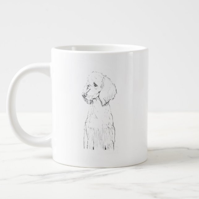 Standard Poodle Dog Pet Portrait  Giant Coffee Mug (Left)