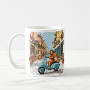 Standard Poodle Dog Riding Scooter Coffee Mug
