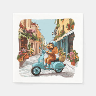 Standard Poodle Dog Riding Scooter Napkins