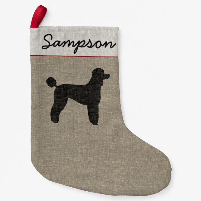 Standard Poodle Dog Silhouette Personalized Xmas Small Christmas Stocking (Front)