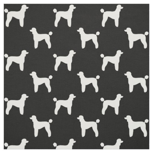Standard Poodle Dog Silhouettes Black and White Fabric