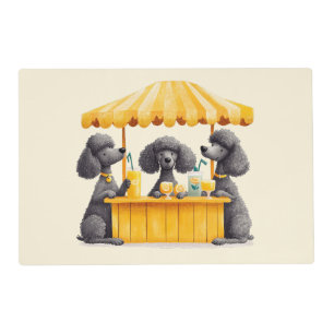 Standard Poodle Dogs Running A Lemonade Stand Placemat