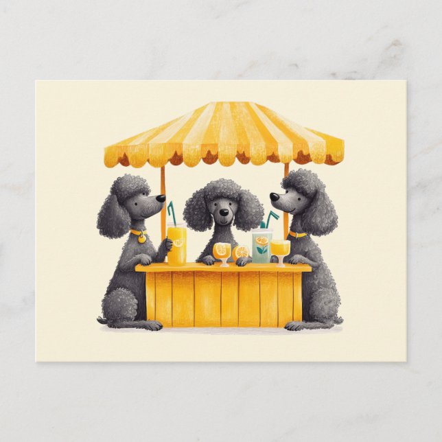 Standard Poodle Dogs Running A Lemonade Stand Postcard (Front)