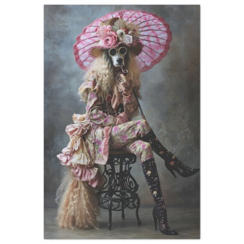 Standard Poodle Dressed in Pink Decouapge Tissue Paper