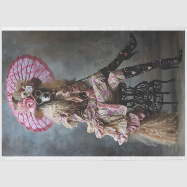 Standard Poodle Dressed in Pink Decouapge Tissue Paper (Front)