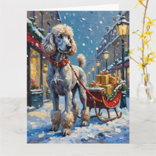 Standard Poodle French Sleigh Christmas Card