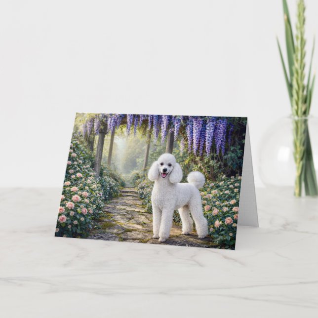 Standard Poodle Garden Blank Card (Front)