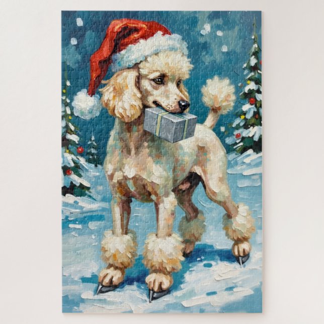 Standard Poodle Ice Skater Christmas Gift Hat Jigsaw Puzzle (Vertical)