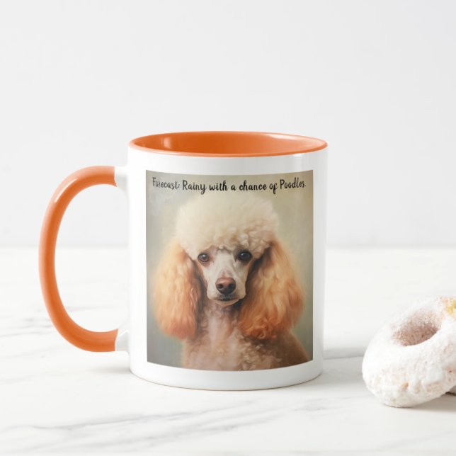 Standard Poodle Oil Painting with Cute Caption Mug (With Donut)