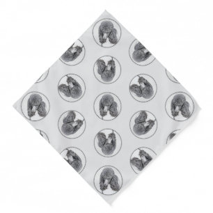 Standard Poodle Painting Parti Black White Dog Art Bandana