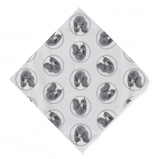 Standard Poodle Painting Parti Black White Dog Art Bandana (Front)