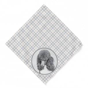 Standard Poodle Painting Parti Black White Dog Art Bandana
