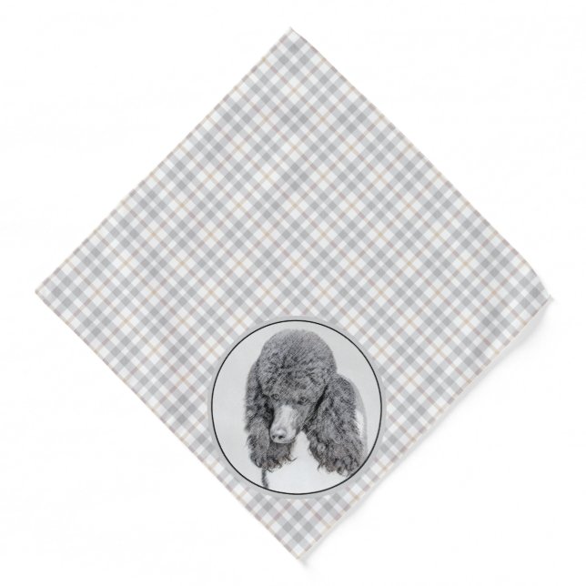 Standard Poodle Painting Parti Black White Dog Art Bandana (Front)