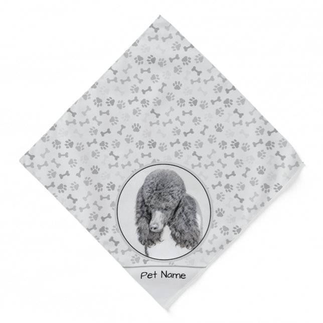 Standard Poodle Painting Parti Black White Dog Art Bandana (Front)