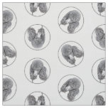 Standard Poodle Painting Parti Black White Dog Art Fabric