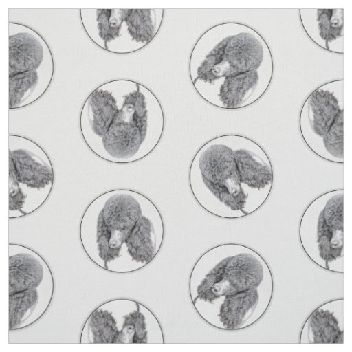 Standard Poodle Painting Parti Black White Dog Art Fabric