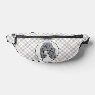 Standard Poodle Painting Parti Black White Dog Art Fanny Pack