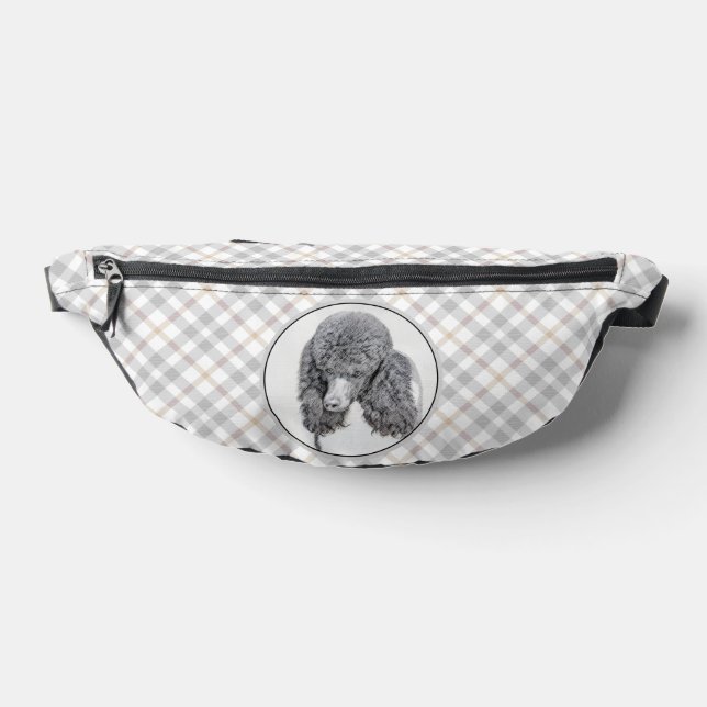 Standard Poodle Painting Parti Black White Dog Art Fanny Pack (Lay Down)