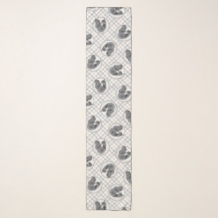 Standard Poodle Painting Parti Black White Dog Art Scarf