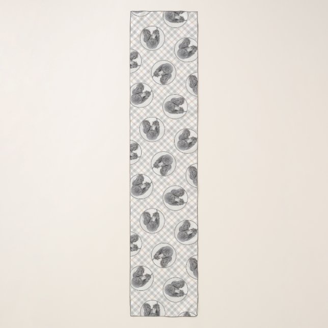 Standard Poodle Painting Parti Black White Dog Art Scarf (Front)