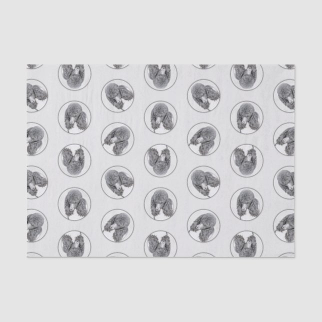 Standard Poodle Painting Parti Black White Dog Art Tissue Paper (Front)