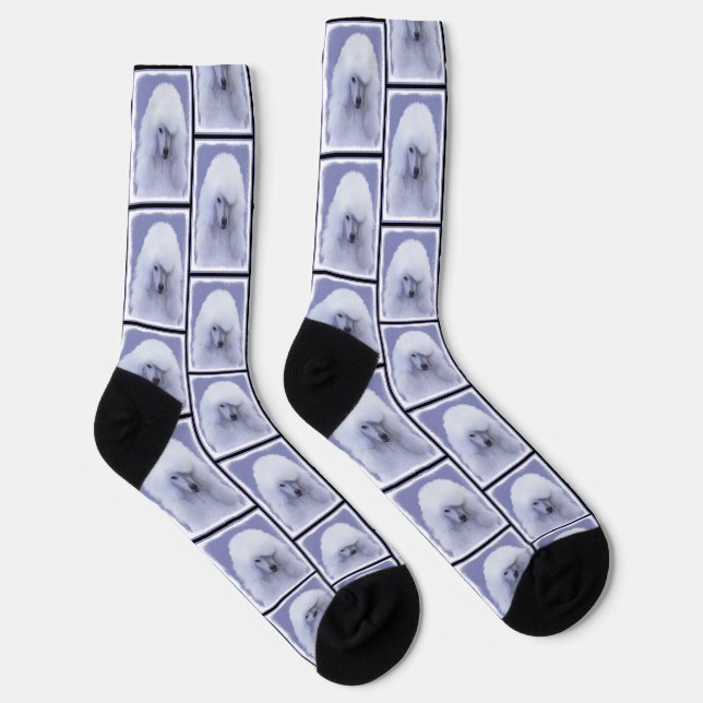 Standard Poodle Painting White Original Dog Art Socks (Right)