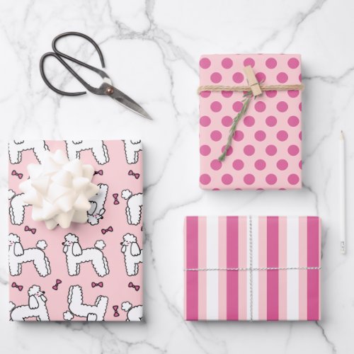 Standard Poodle Pink Dog Wrapping Paper Set