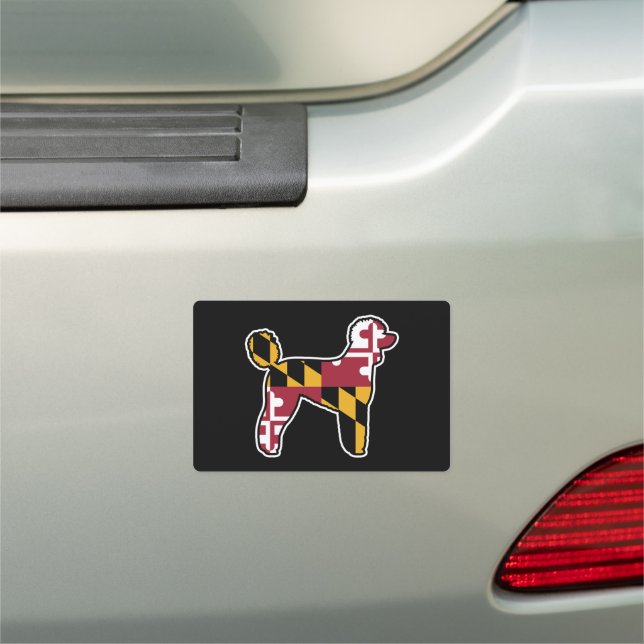Standard Poodle Silhouette with Maryland Flag Car Magnet (In Situ)