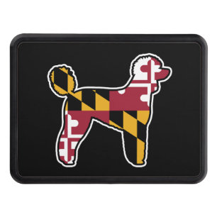 Standard Poodle Silhouette with Maryland Flag Hitch Cover