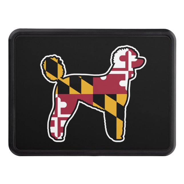 Standard Poodle Silhouette with Maryland Flag Hitch Cover (Front)