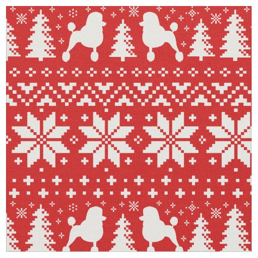 Standard Poodle Silhouettes Christmas Holiday Fabric