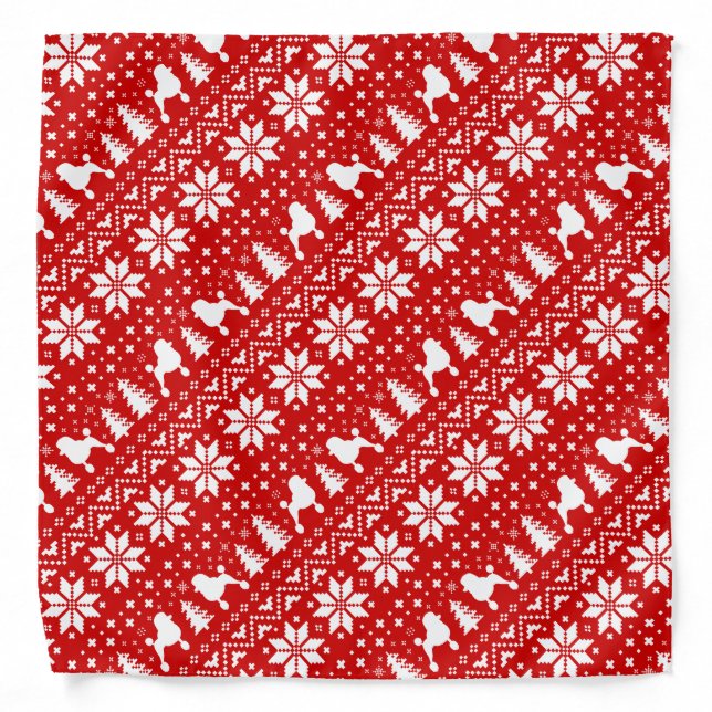 Standard Poodle Silhouettes Christmas Pattern Bandana (Front)