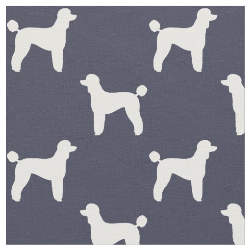 Standard Poodle Silhouettes Pattern Midnight Blue Fabric