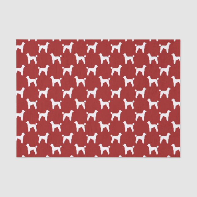 Standard Poodle Silhouettes Pattern Red Tissue Paper (Front)
