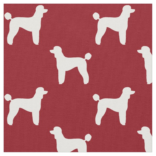 Standard Poodle Silhouettes Red and White Pattern Fabric (Close Up)