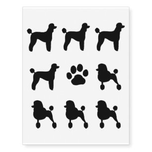 Standard Poodle Silhouettes Temporary Tattoos