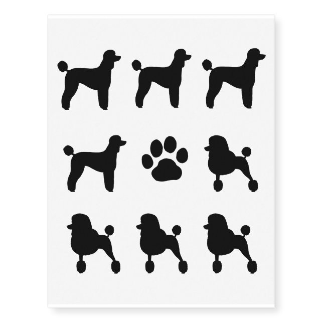 Standard Poodle Silhouettes Temporary Tattoos (Front)