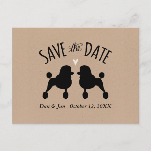 Standard Poodle Silhouettes Wedding Save the Date Announcement Postcard