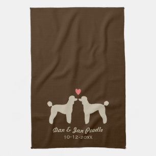 Standard Poodle Silhouettes with Heart and Text Towel