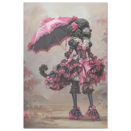 Standard Poodle Walking in the Park Decoupage  Tissue Paper